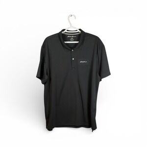 Eddie Bauer Mens XL Black FREEDRY Polo Shirt Short Sleeve Performance Golf